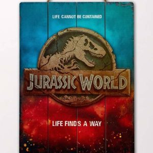 Jurassic World Logo Wooden Poster