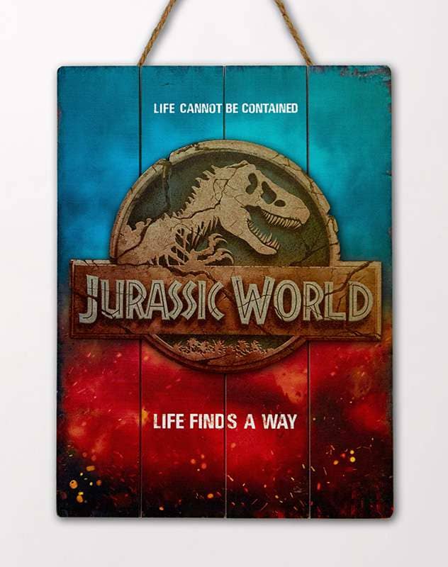 Jurassic World Logo Wooden Poster