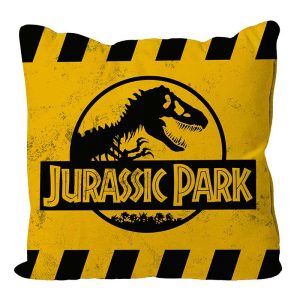 Jurassic Park Caution Logo Yellow Square Cushion Vacuum Packaging