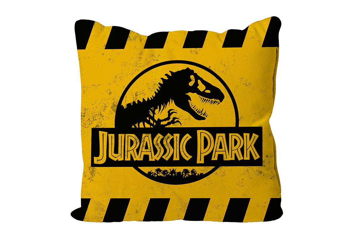 Jurassic Park Caution Logo Yellow Square Cushion Vacuum Packaging - immagine 2