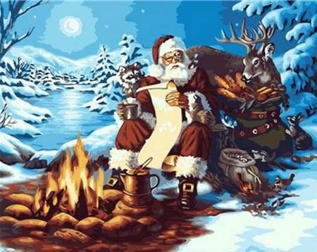 Babbo Natale Si Scalda Al Fuoco Diamond Painting | Seos Shop ® - immagine 2
