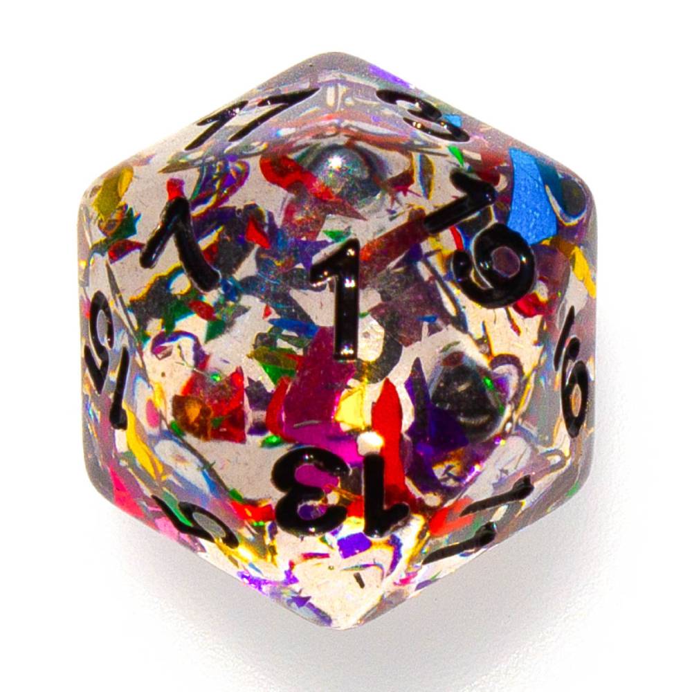 Set 7 Dadi D&D con Glitter Grandi Multicolore - immagine 3