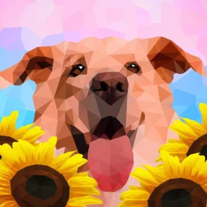 Cane e girasoli geometrici Diamond Painting | Seos Shop ®
