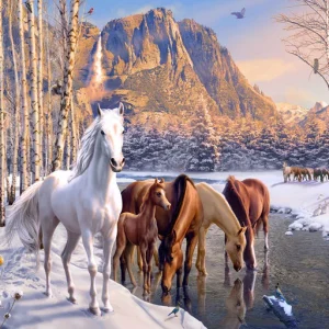 Cavalli alla fine dell'inverno Diamond Painting | Seos Shop ®