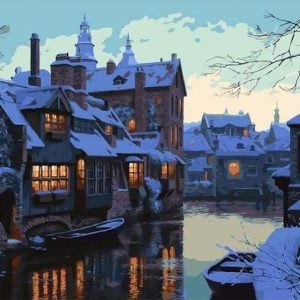 Città notturna sotto la neve Diamond Painting | Seos Shop ®