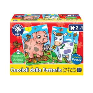 Cuccioli della fattoria Due puzzle da 12 pezzi (età 2+ anni)