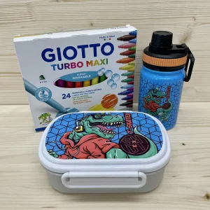 Kit intervallo scuola T-Rex + Pennarelli