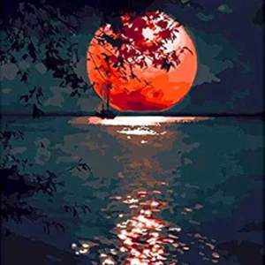 Luna rossa sul lago Diamond Painting | Seos Shop ®