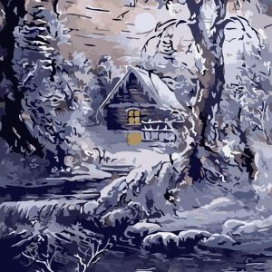 RIfugio vicino al torrente in inverno Diamond Painting | Seos Shop ®