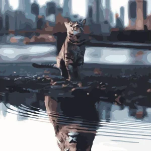 Riflesso del gatto in città Diamond Painting | Seos Shop ®