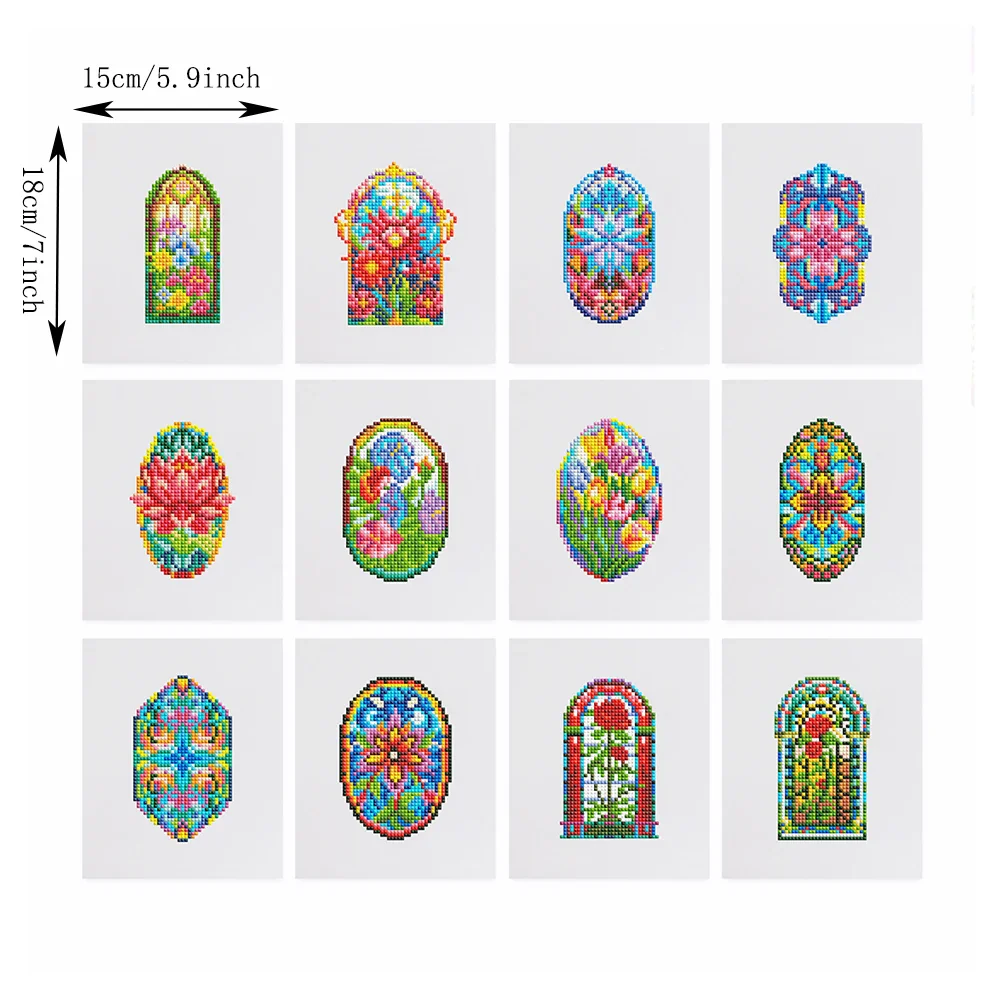 12 Mini dipinti di diamanti senza cornice con motivi Mandala, dipinti appesi per decorazioni natalizie, ornamenti per Desktop di casa - immagine 3