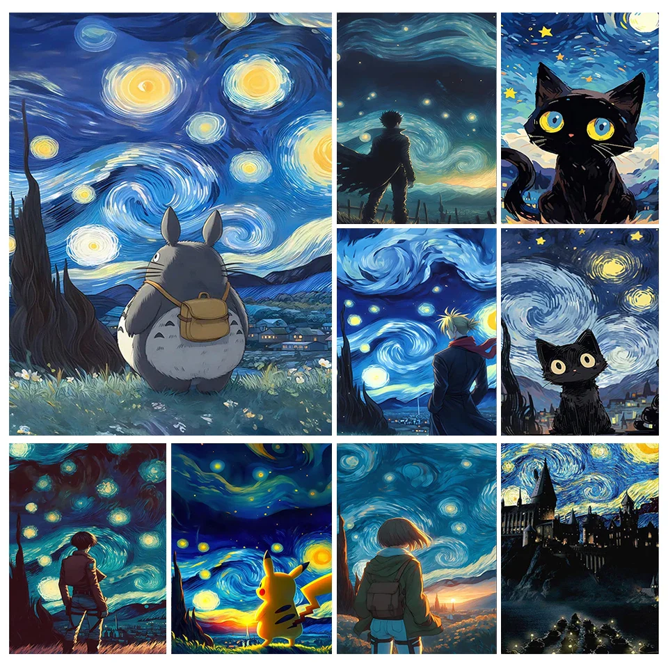 Anime Van Gogh Notte Stellata 5D - Pittura Diamante | DiamondPaintings.it - immagine 4