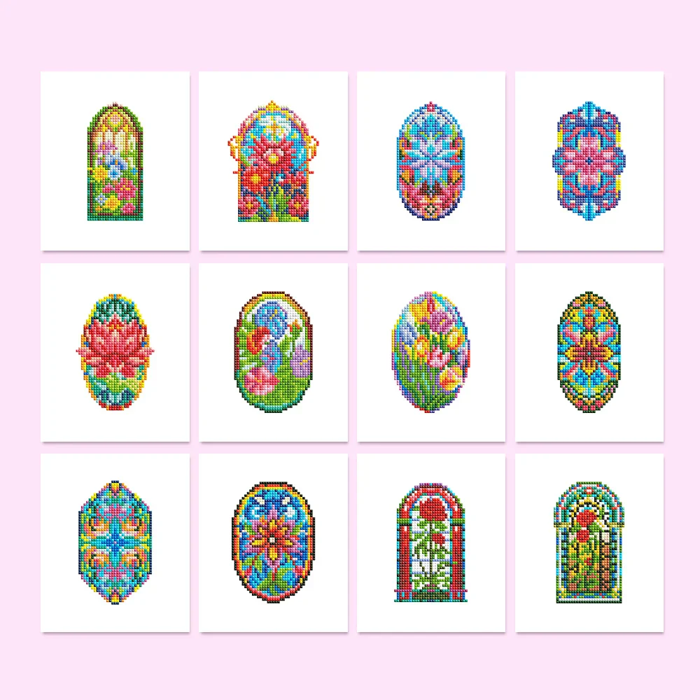 12 Mini dipinti di diamanti senza cornice con motivi Mandala, dipinti appesi per decorazioni natalizie, ornamenti per Desktop di casa - immagine 8