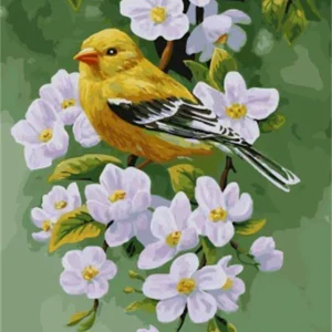 Uccellino su un ramo fiorito Diamond Painting | Seos Shop ®