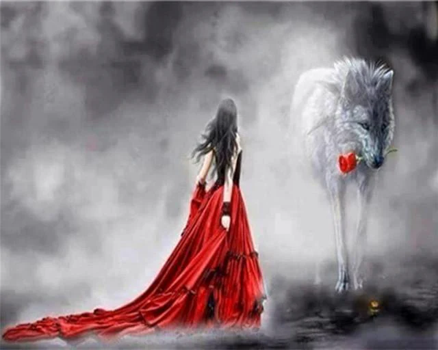 Vestito e rosa rossa Diamond Painting | Seos Shop ® - immagine 2