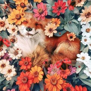 Volpe nascosta nei fiori Diamond Painting | Seos Shop ®