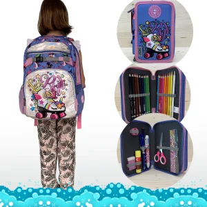 Kit con: Zaino Shout + astuccio 3 zip completo di cancelleria